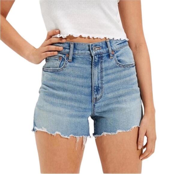 American Eagle Highest Rise 90s Boyfriend Cutoff Denim Shorts - Picture 2 of 9